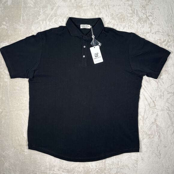 NWT Collars & Co Polo Golf Shirt Black Luxury Pique Cotton Men’s Size 3XL - Picture 1 of 9